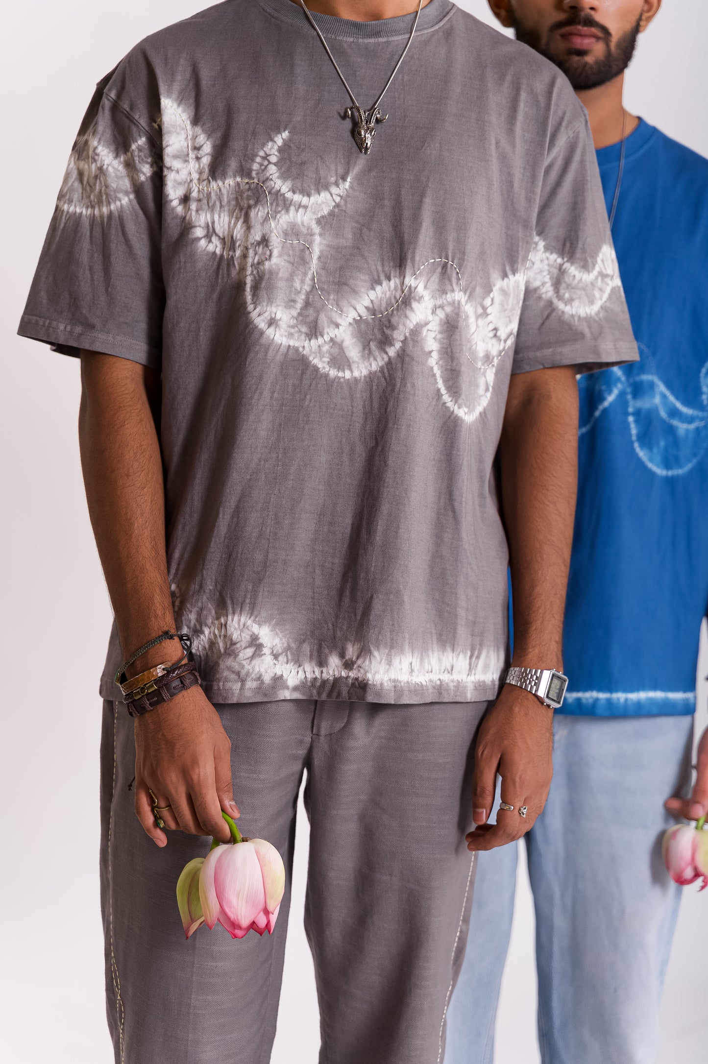 Chandra Lehar Shibori T-shirt-Grey