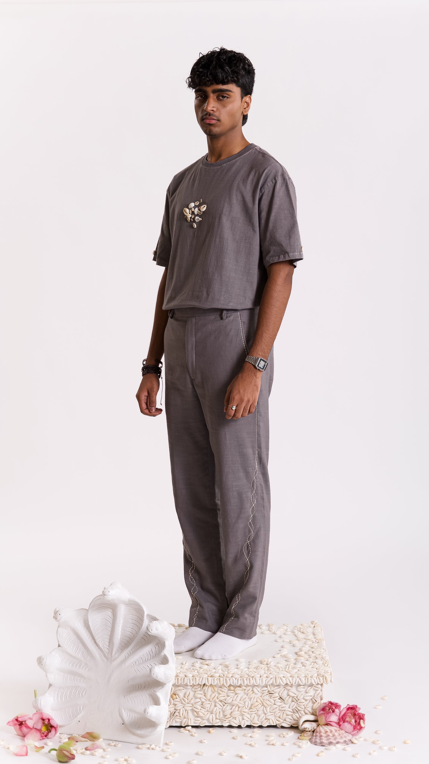 Ratna Embroidered T-shirt-Grey