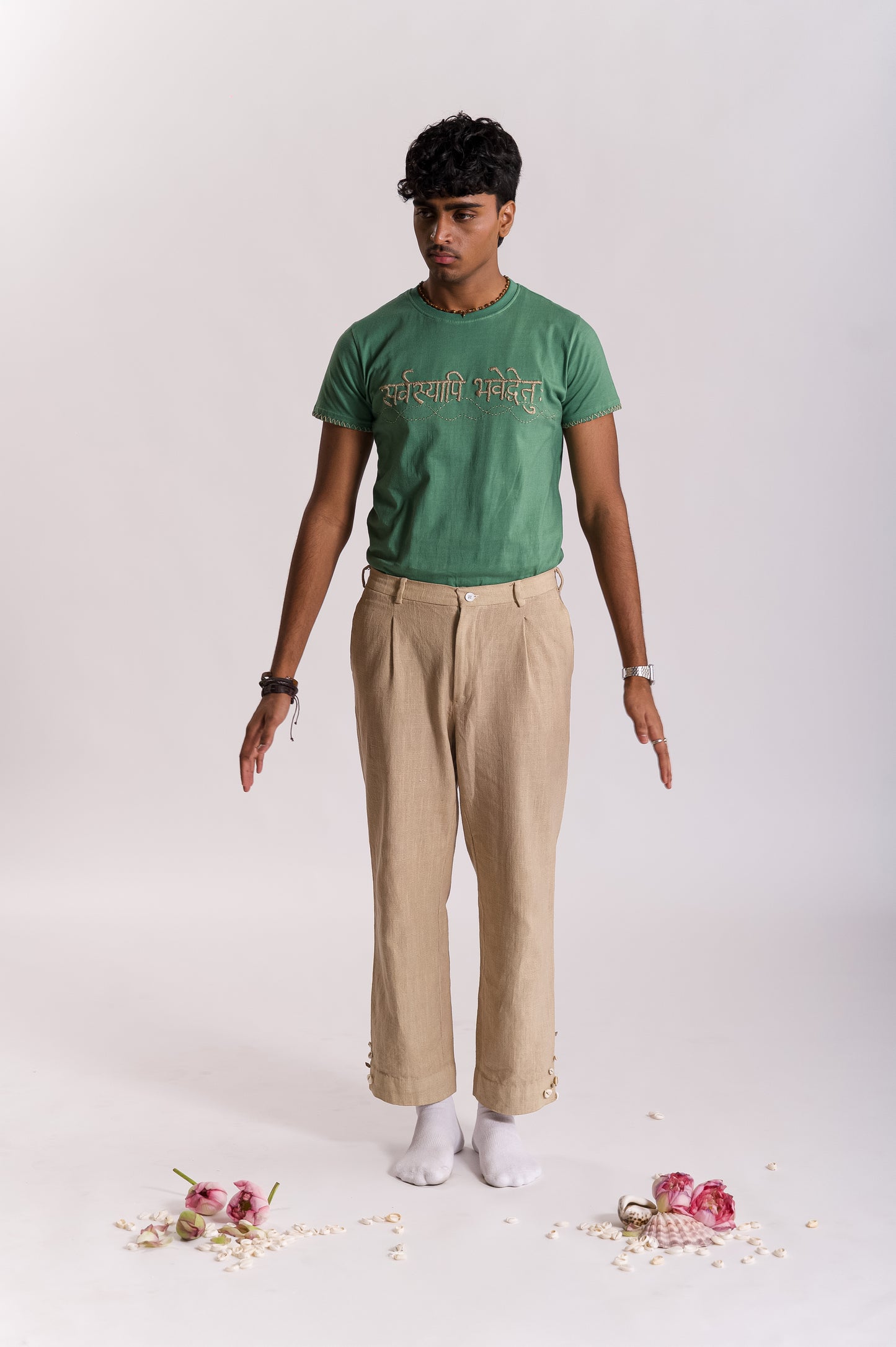 Ratna Embroidered Trouser - Beige