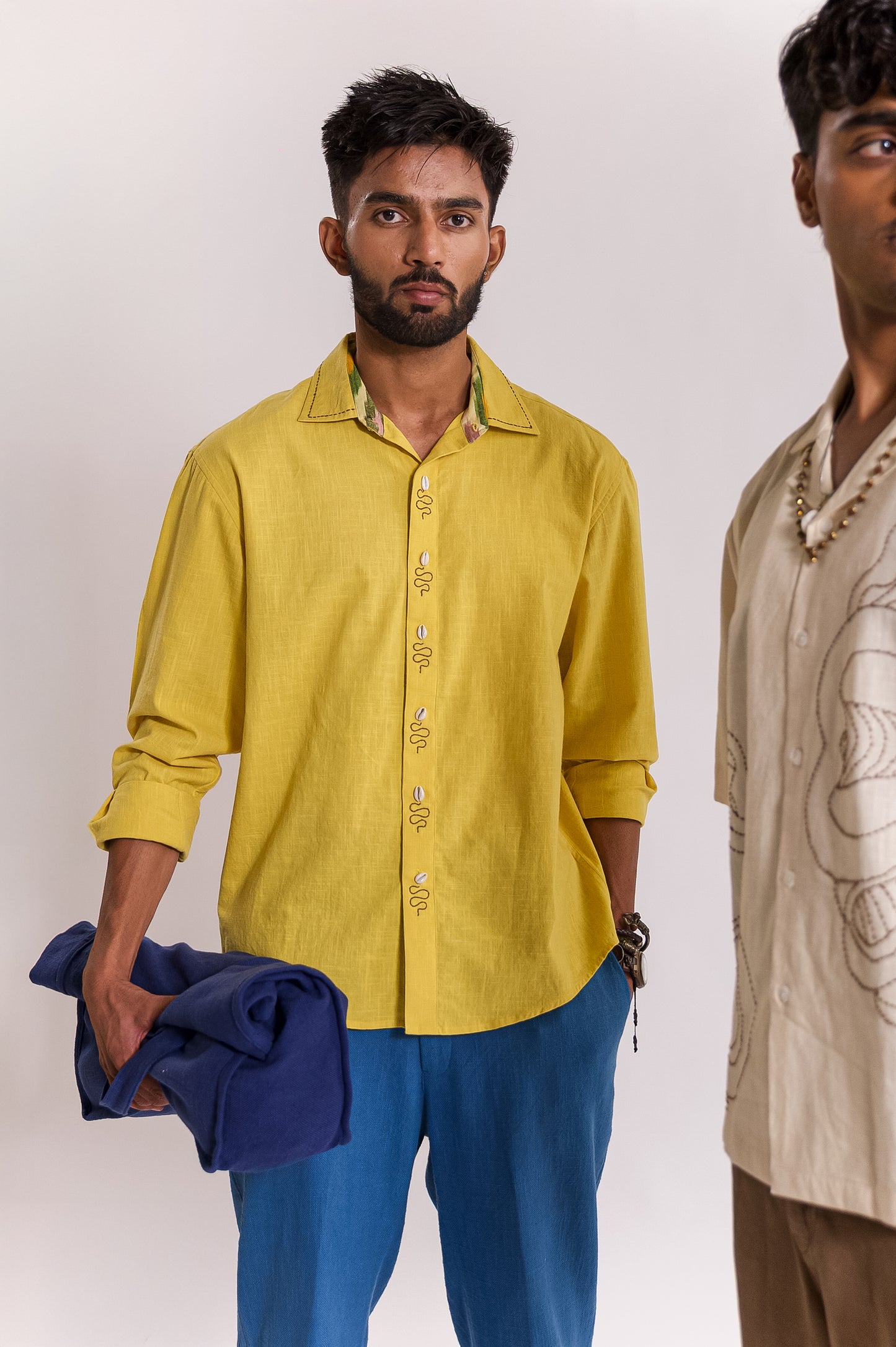 Multi Serpent Embroidered Shirt - Yellow