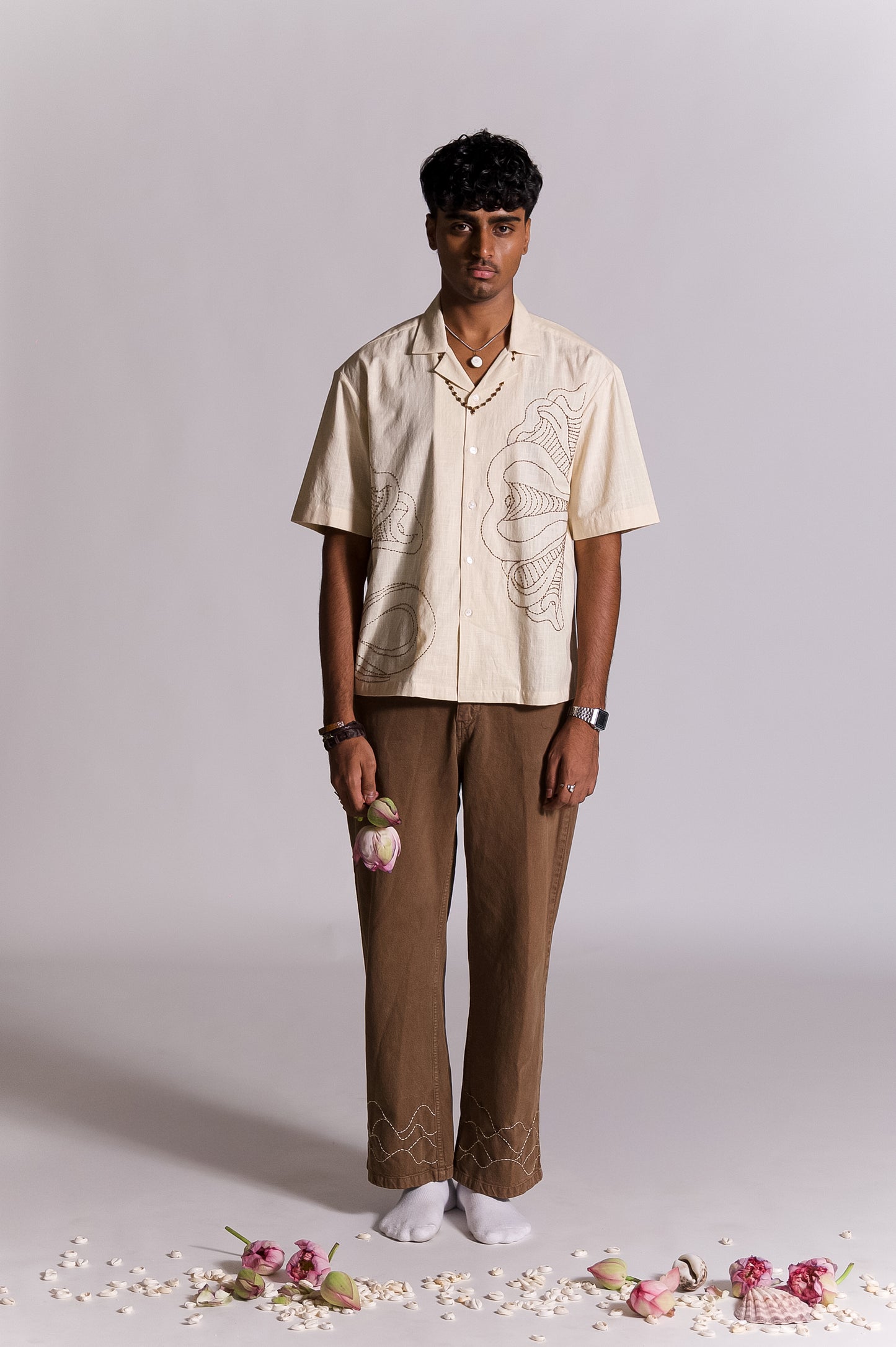 Vasuki Hand Embroidered Shirt - OW