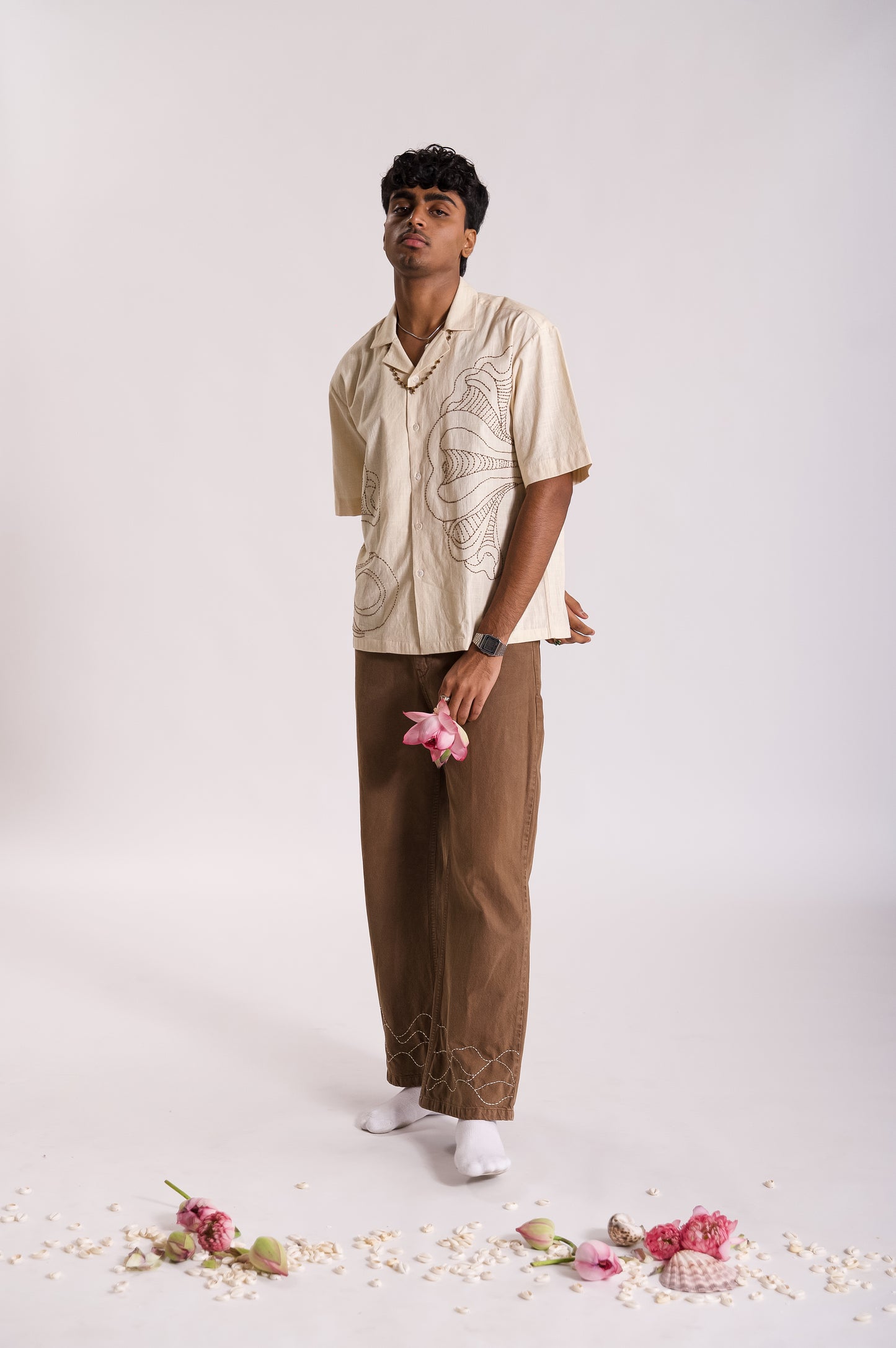 Vasuki Hand Embroidered Shirt - OW