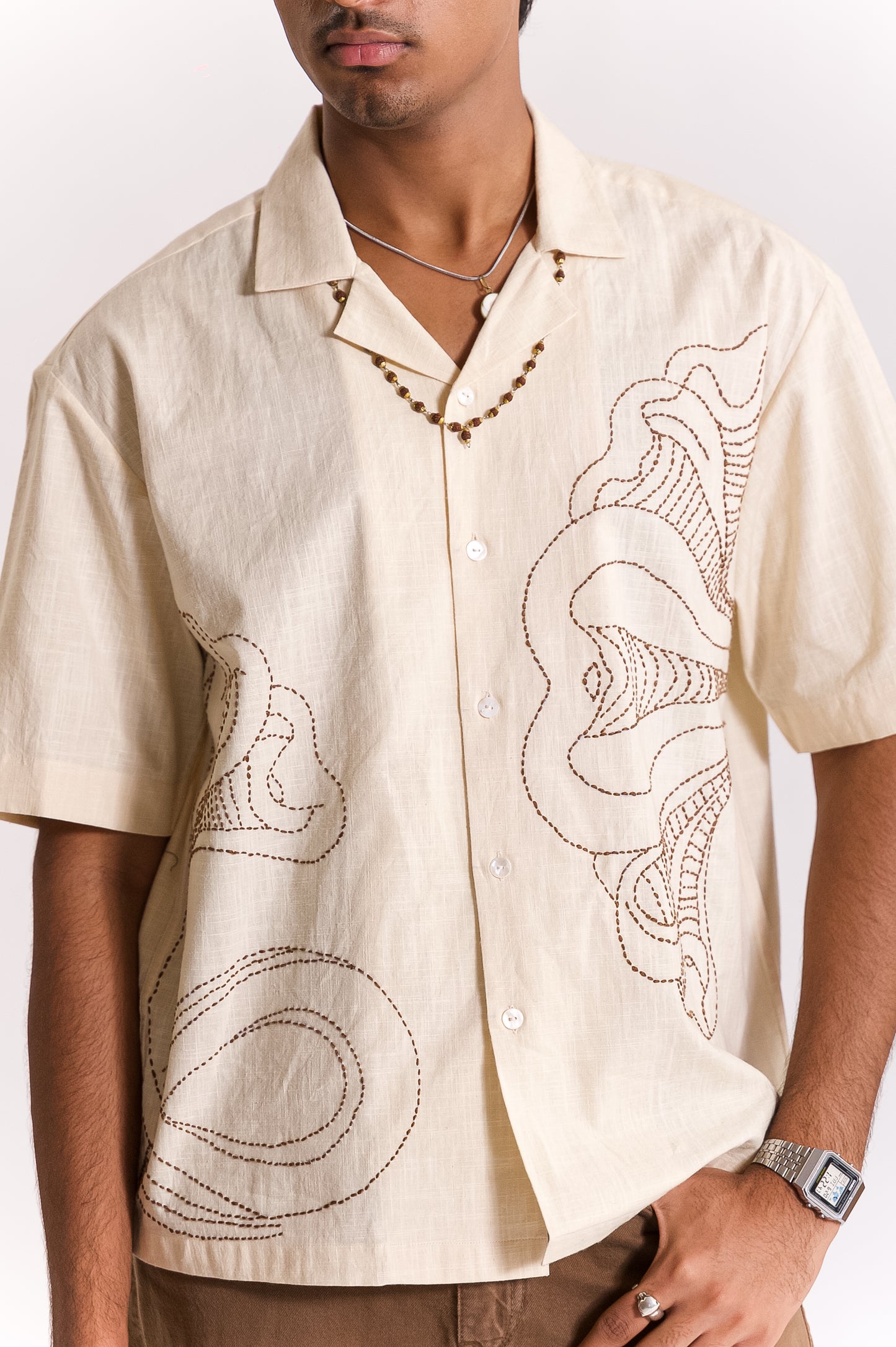 Vasuki Hand Embroidered Shirt - OW