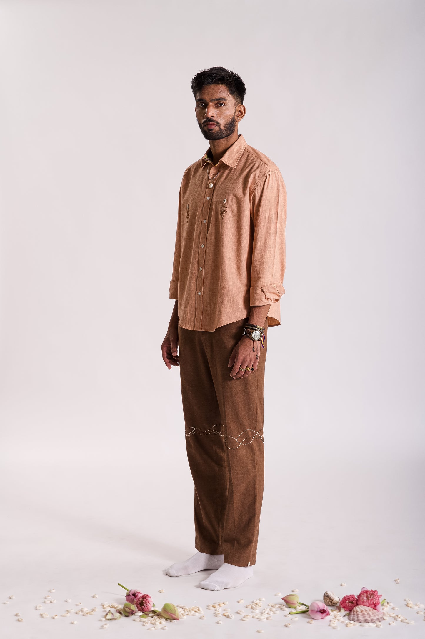 Sarp Embroidered Shirt - Peach