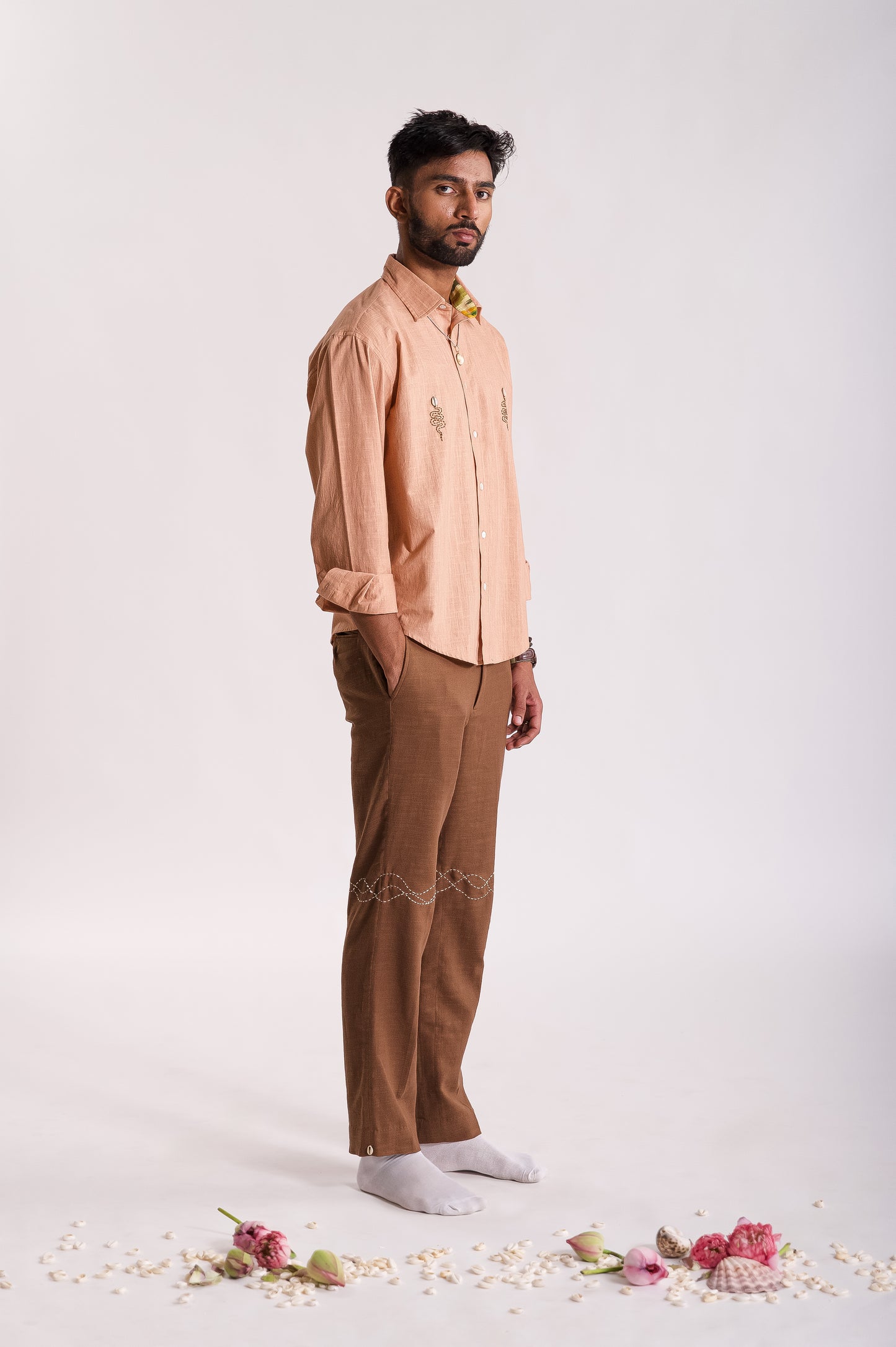 Sarp Embroidered Shirt - Peach