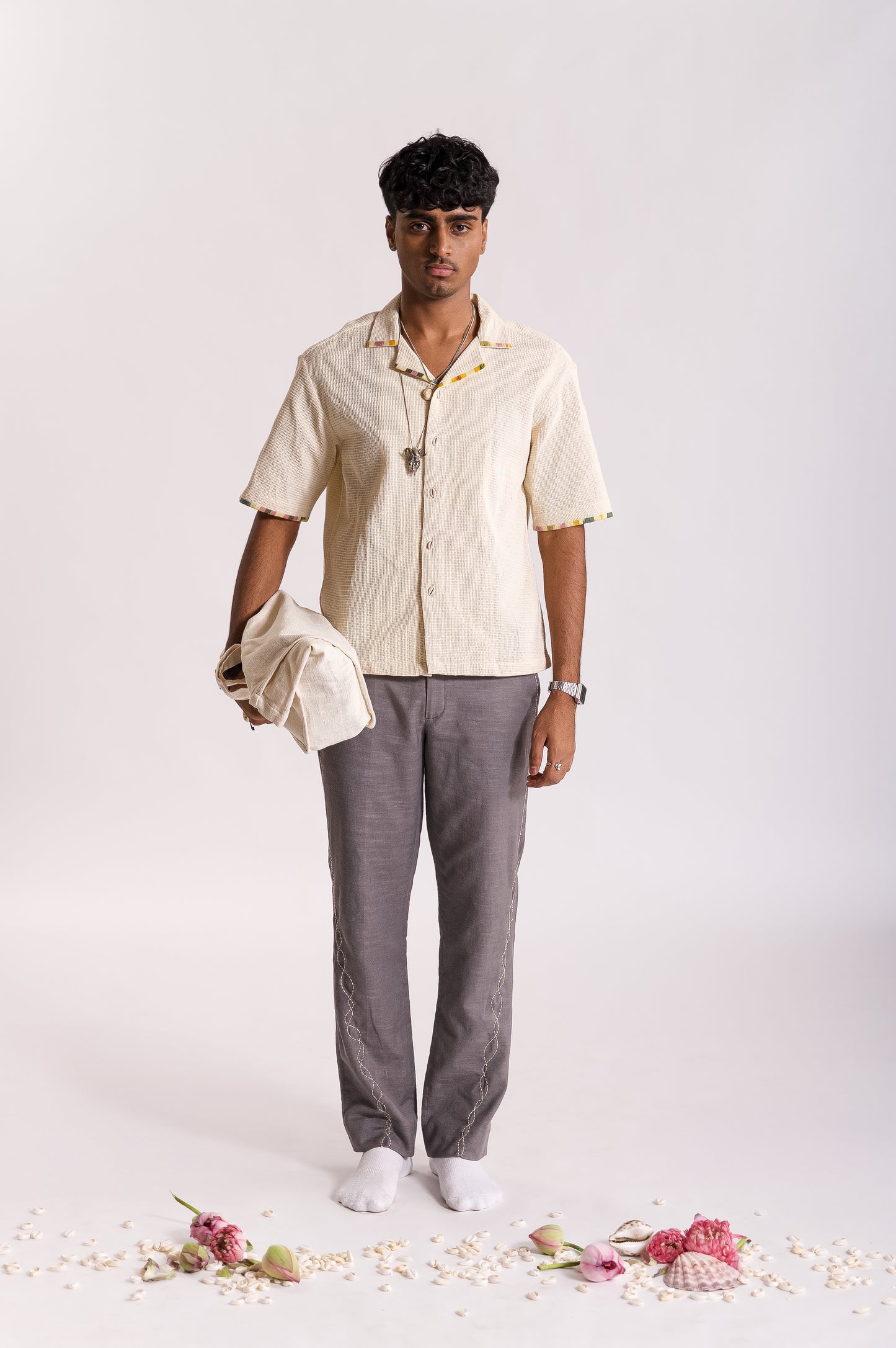 Lehar Embroidered Trouser - Grey