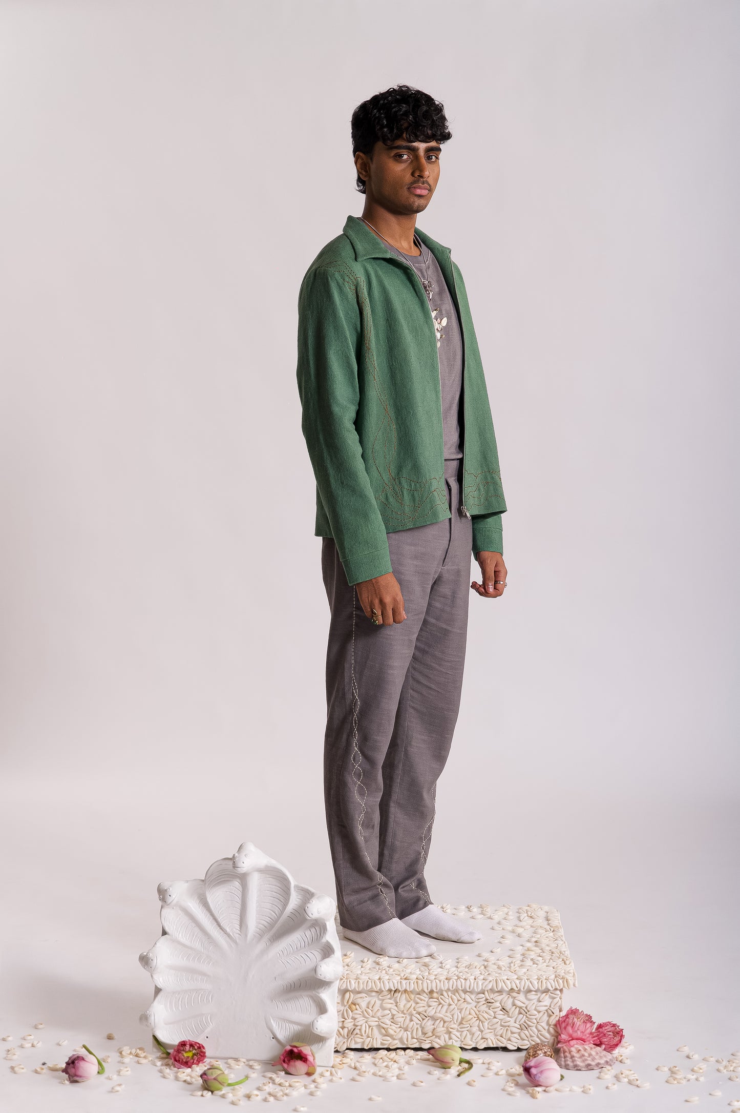 Amrit Kalash Embroidered Jacket - Green