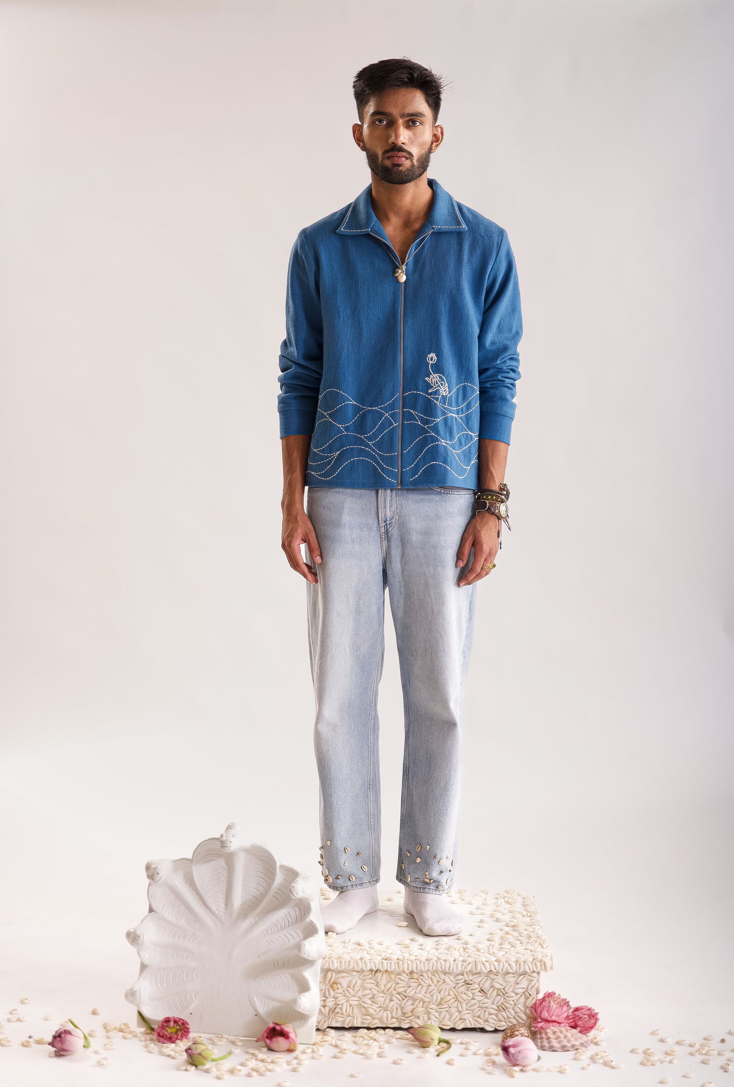 Lakshmi Hand Embroidered Jacket - Blue