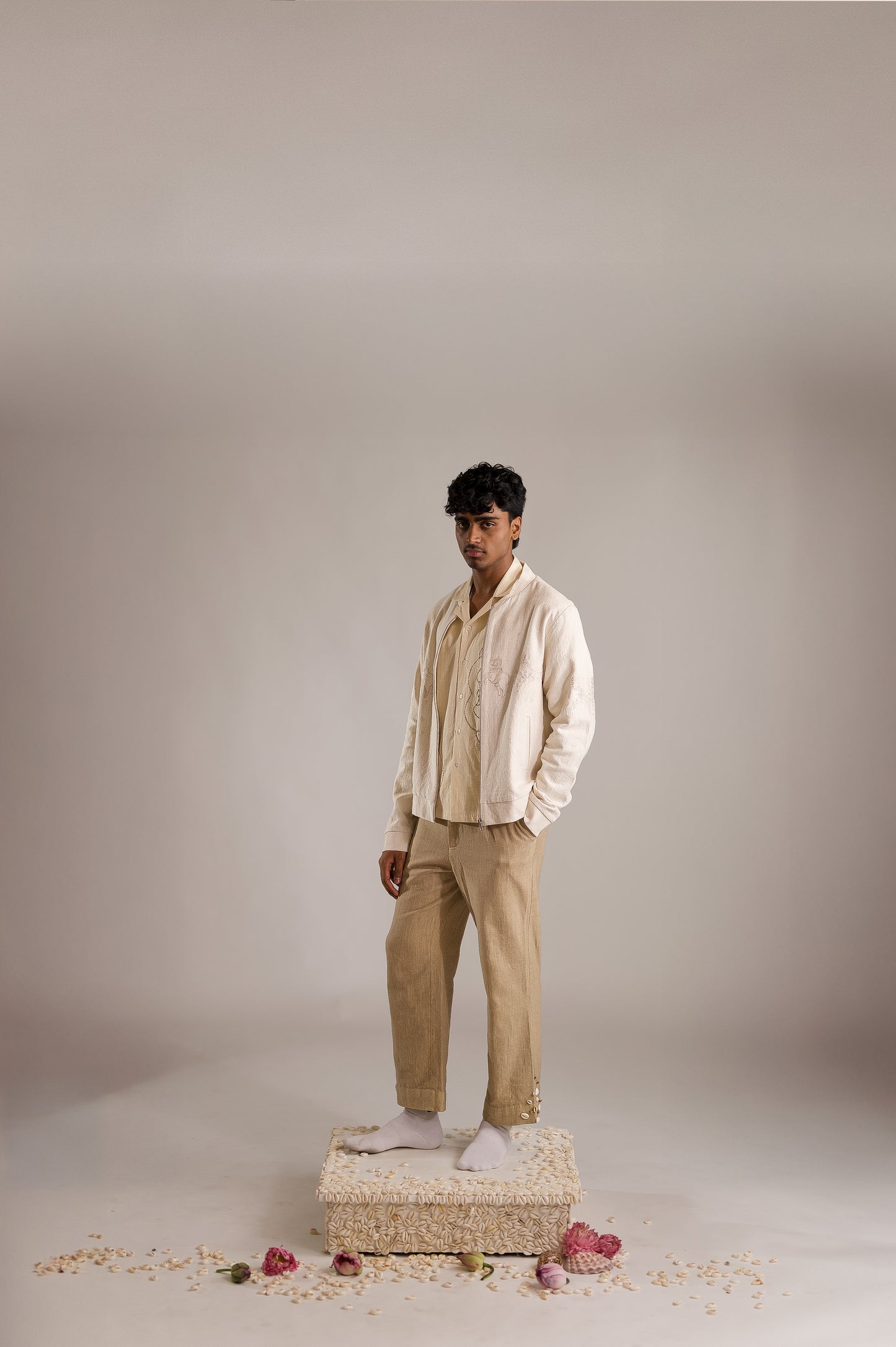 Kaamdhenu Embroidered Bomber - OW