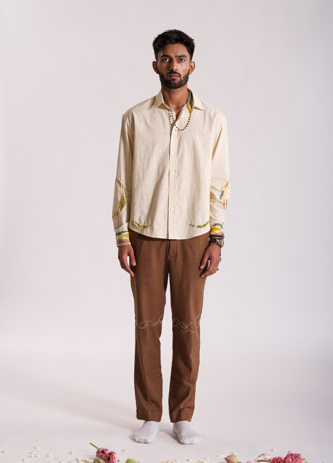 Chandra Applique Shirt - Cream
