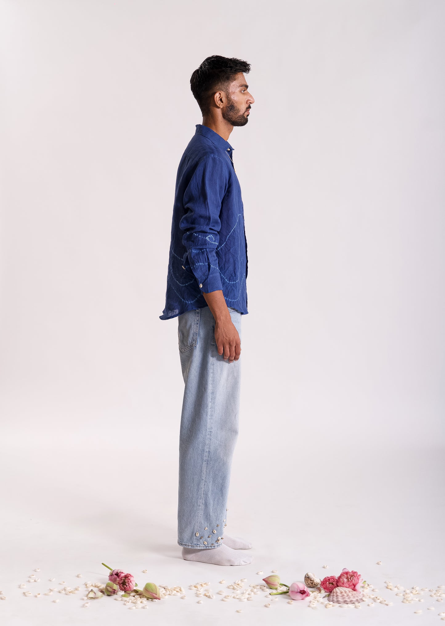 Tarang Linen Shibori Shirt - Indigo