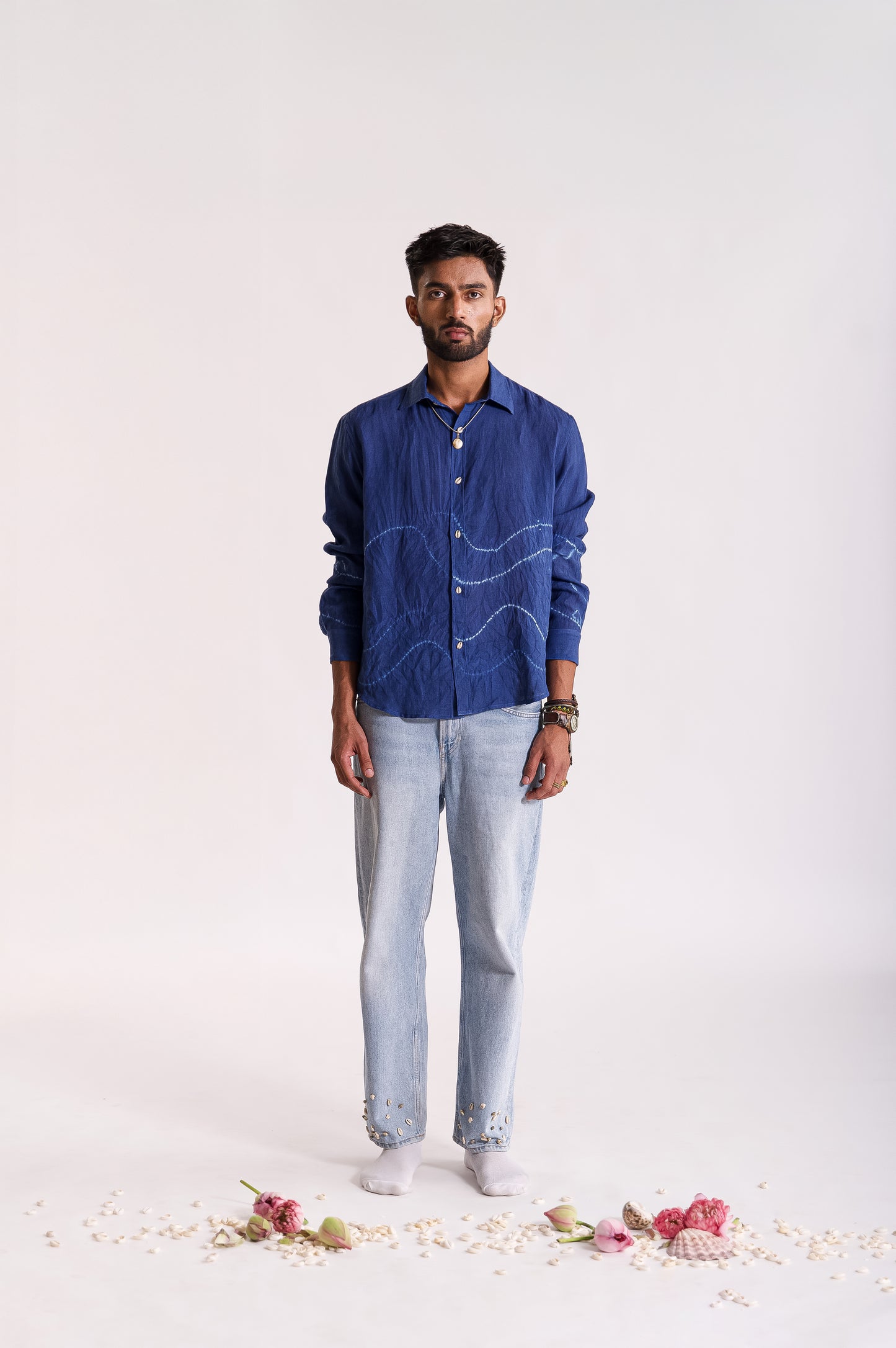 Tarang Linen Shibori Shirt - Indigo