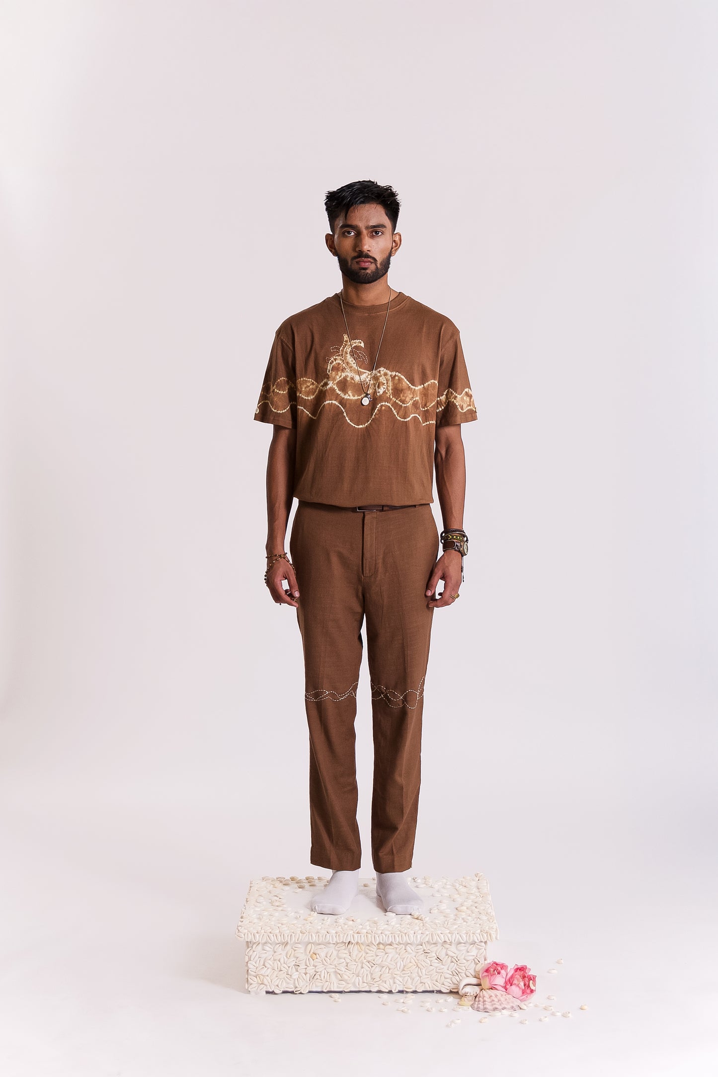 Airavat Shibori T-shirt-Brown