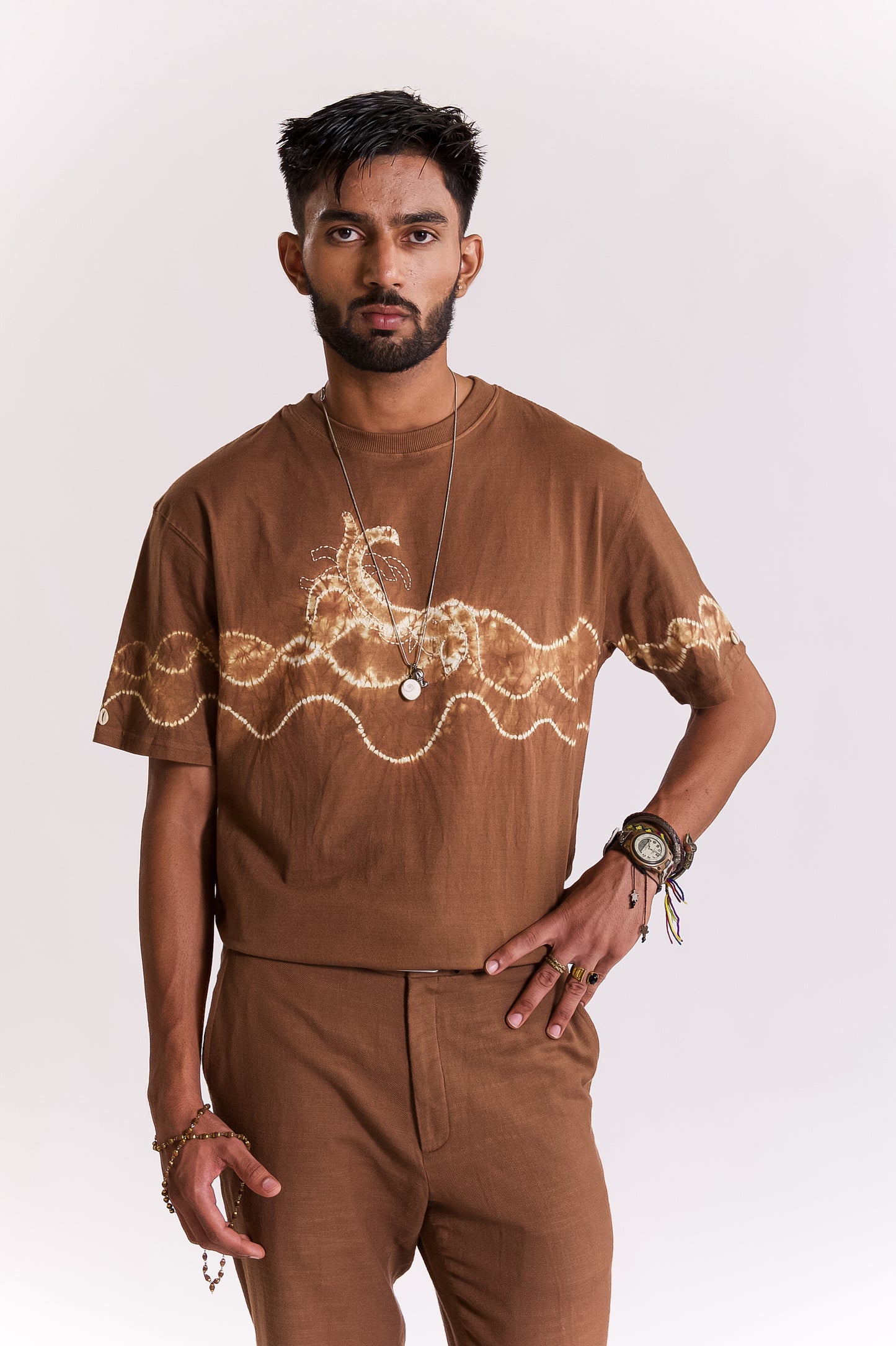 Airavat Shibori T-shirt-Brown
