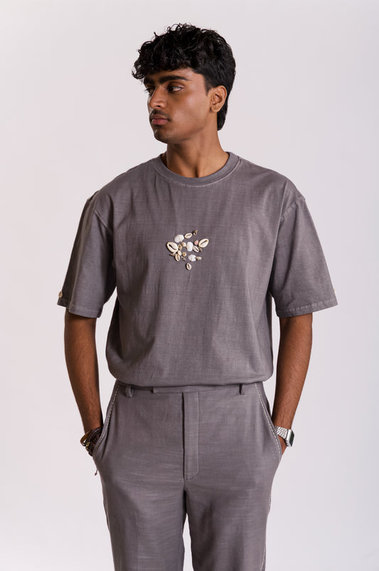 Ratna Embroidered T-shirt-Grey