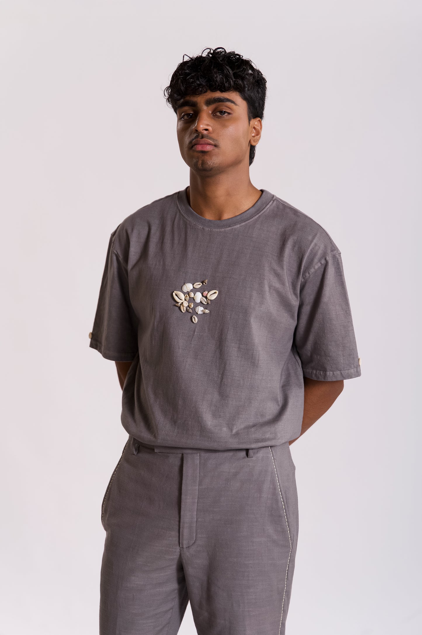 Ratna Embroidered T-shirt-Grey