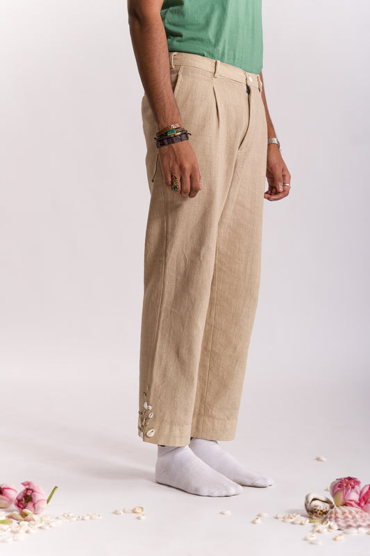 Ratna Embroidered Trouser - Beige