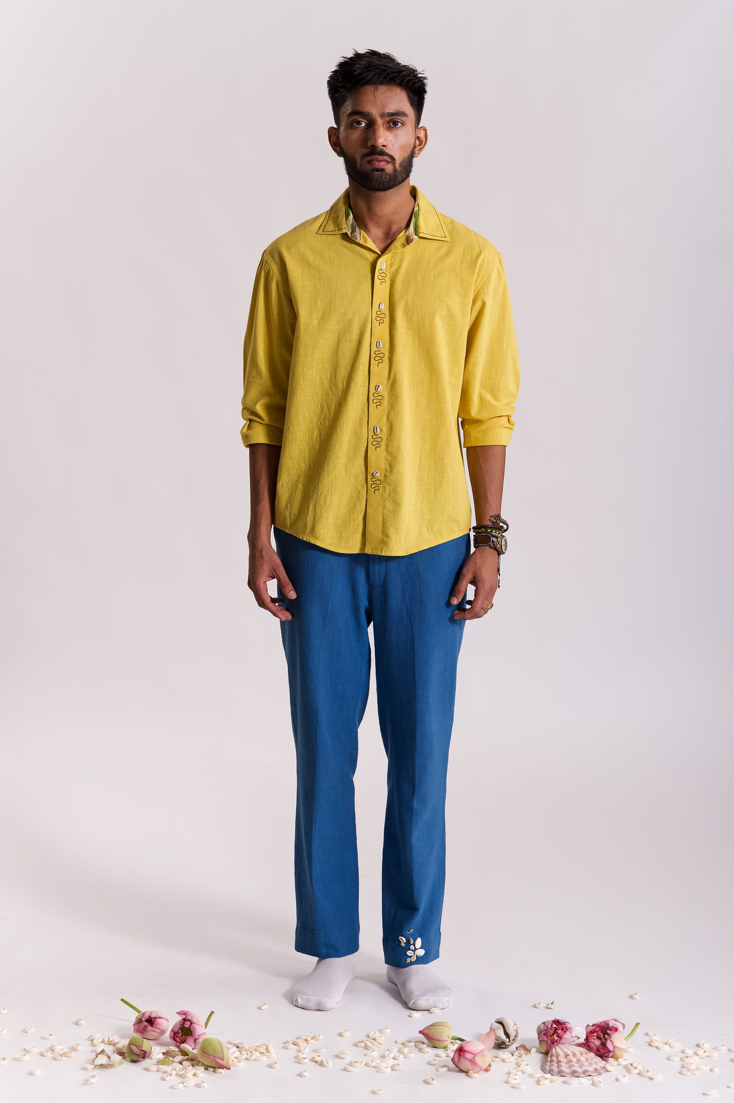 Multi Serpent Embroidered Shirt - Yellow