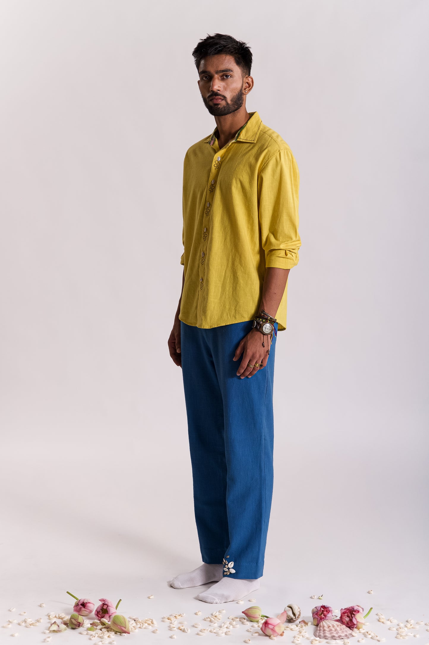 Multi Serpent Embroidered Shirt - Yellow