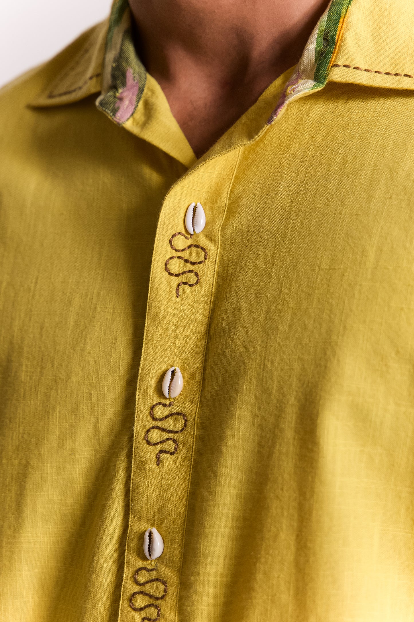 Multi Serpent Embroidered Shirt - Yellow