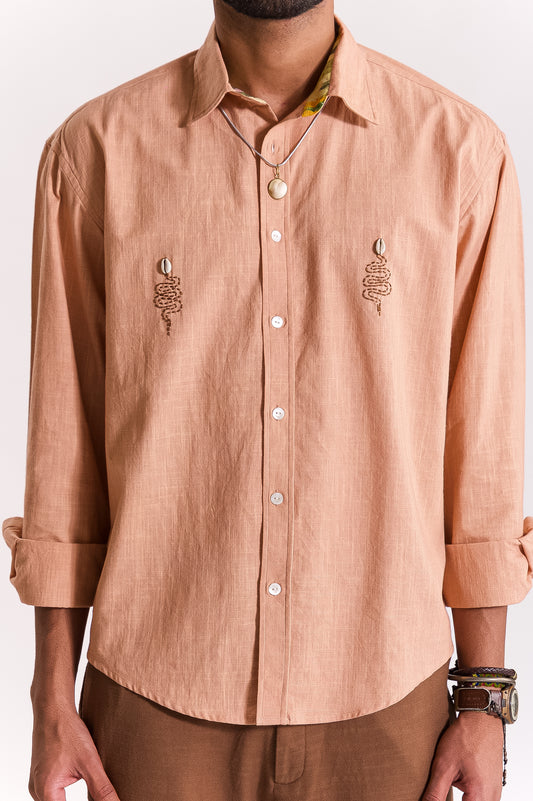 Sarp Embroidered Shirt - Peach