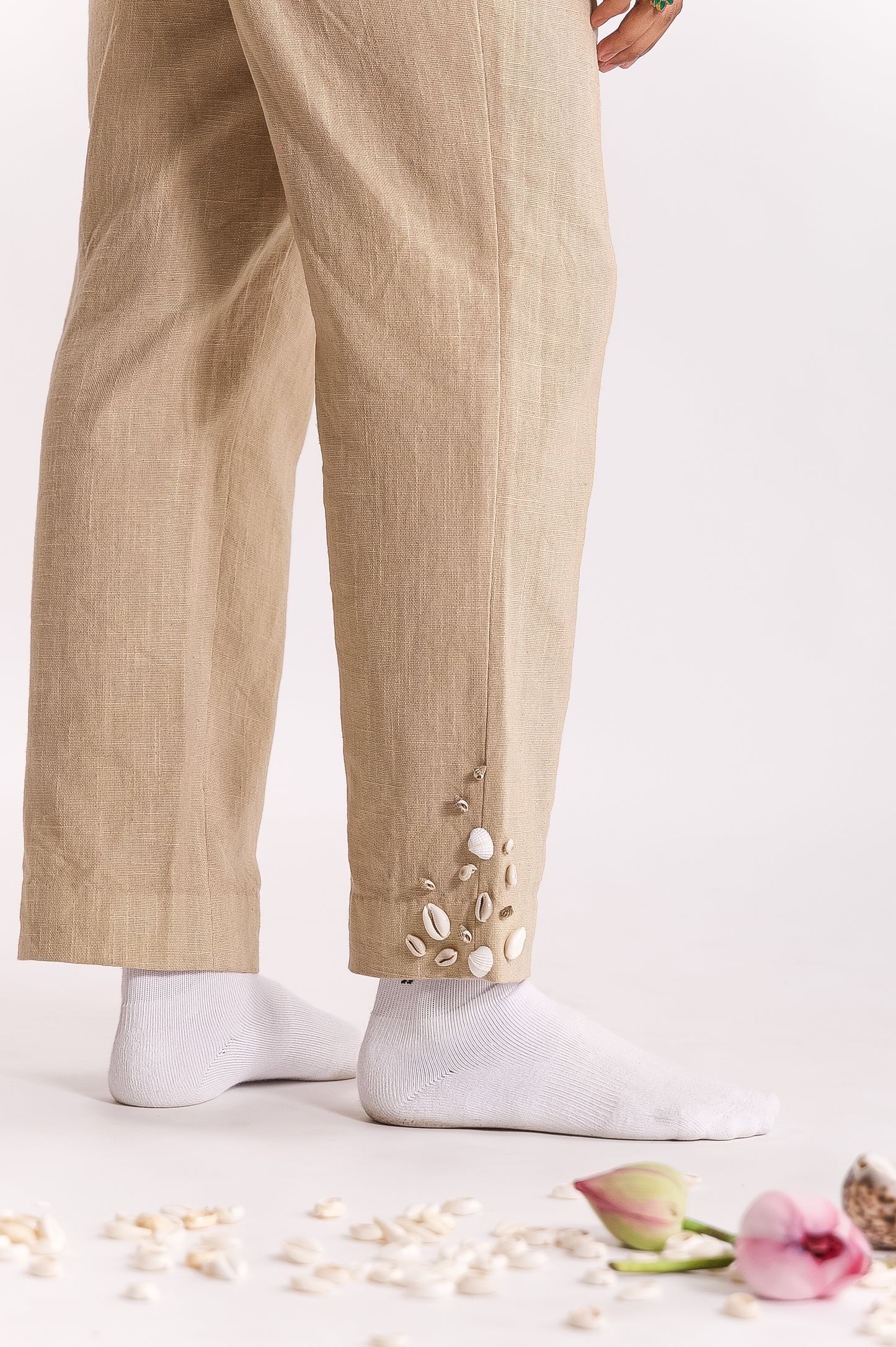 Ratna Embroidered Trouser - Beige