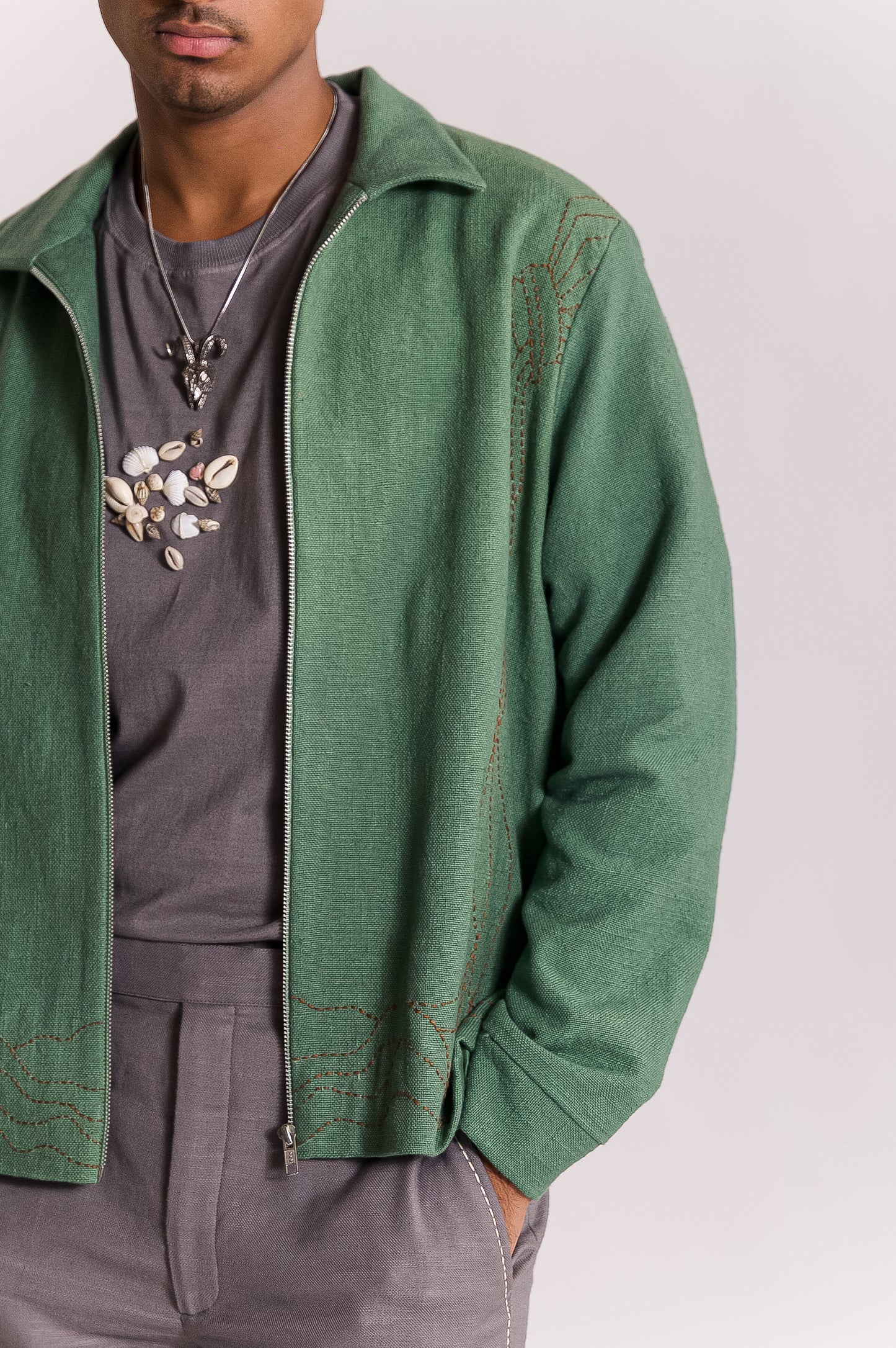 Amrit Kalash Embroidered Jacket - Green