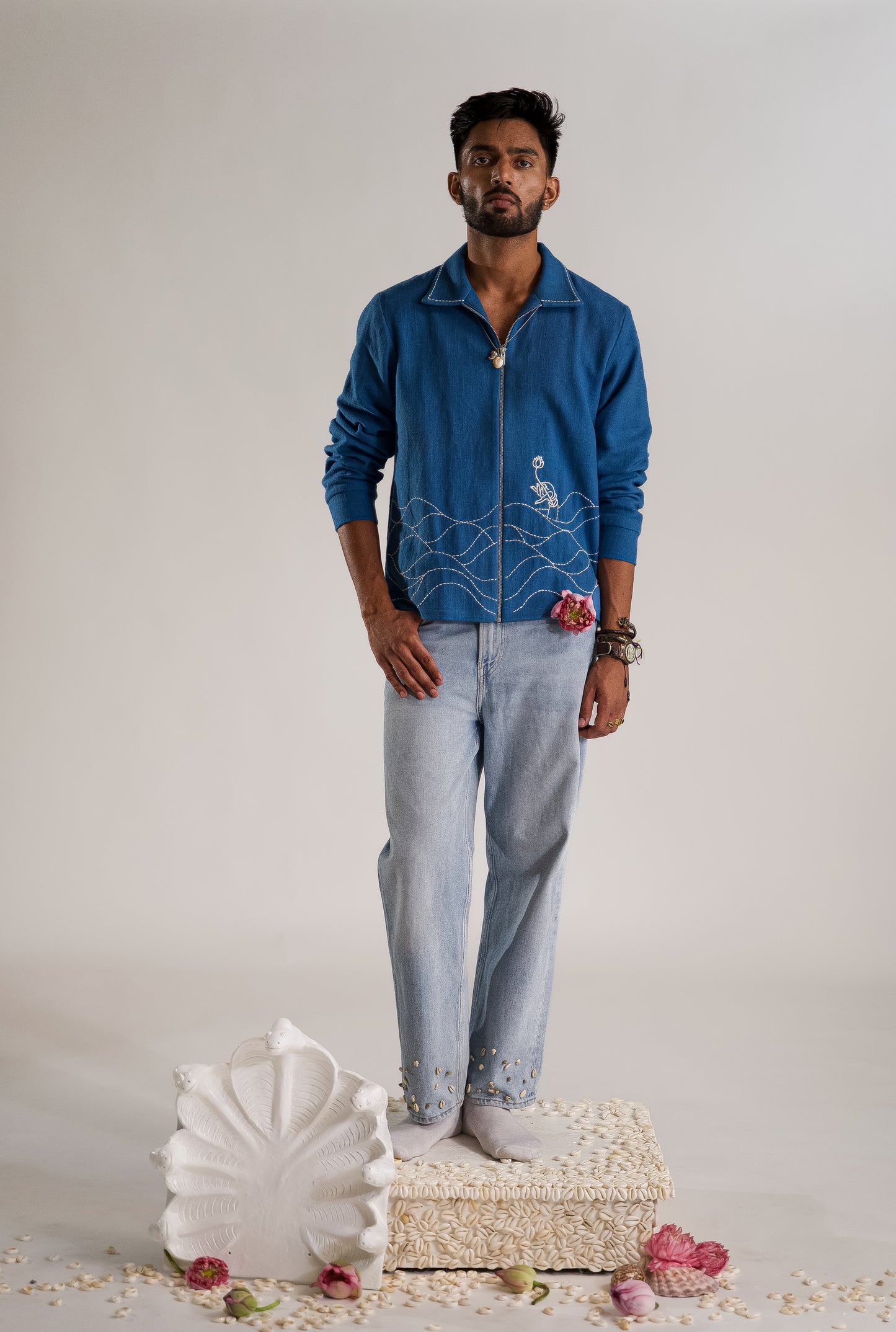 Lakshmi Hand Embroidered Jacket - Blue