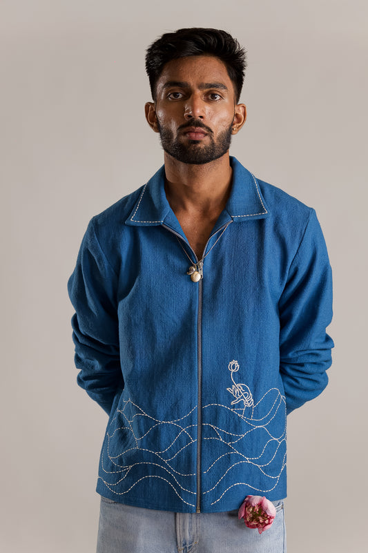 Lakshmi Hand Embroidered Jacket - Blue
