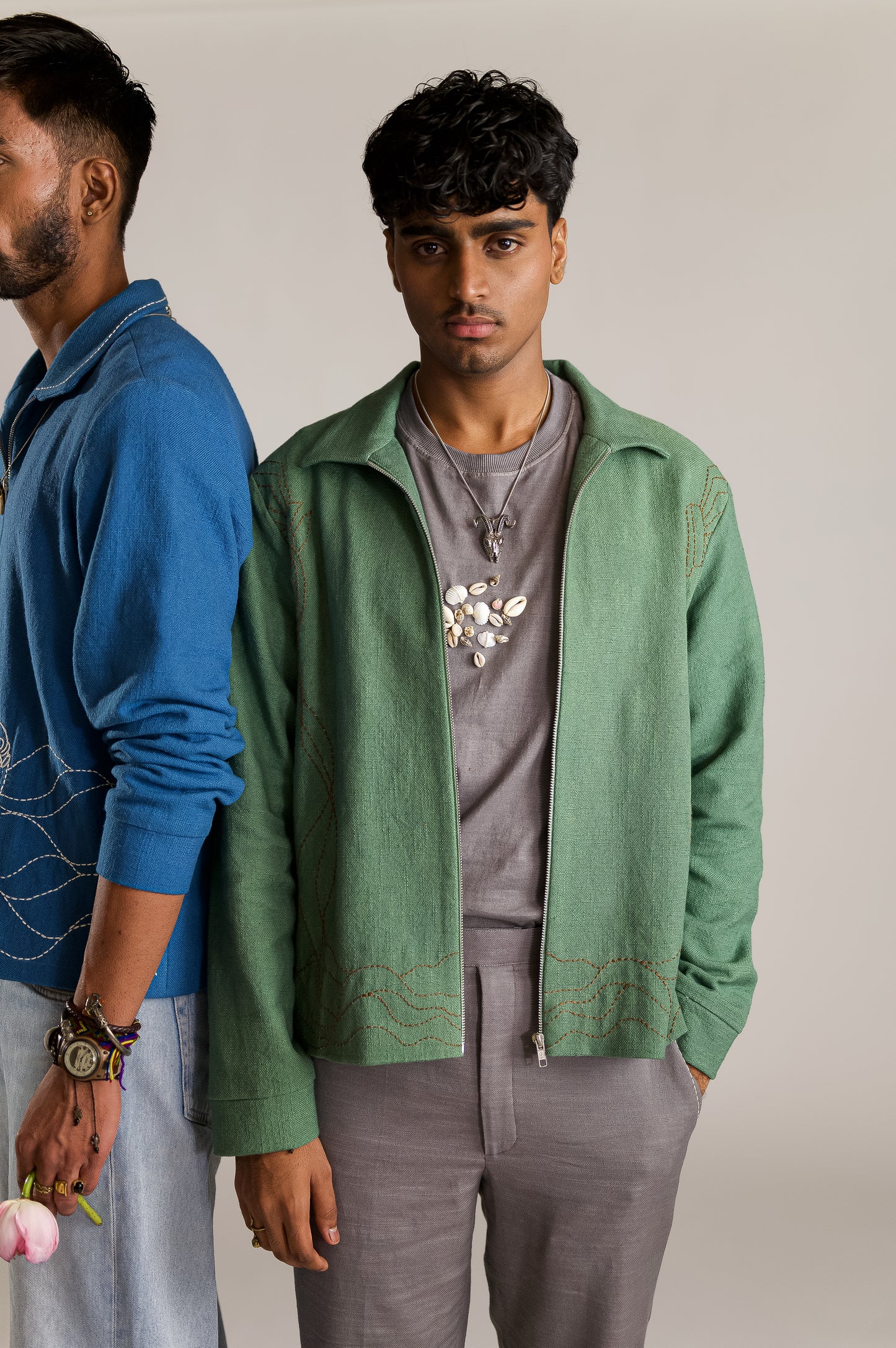 Amrit Kalash Embroidered Jacket - Green