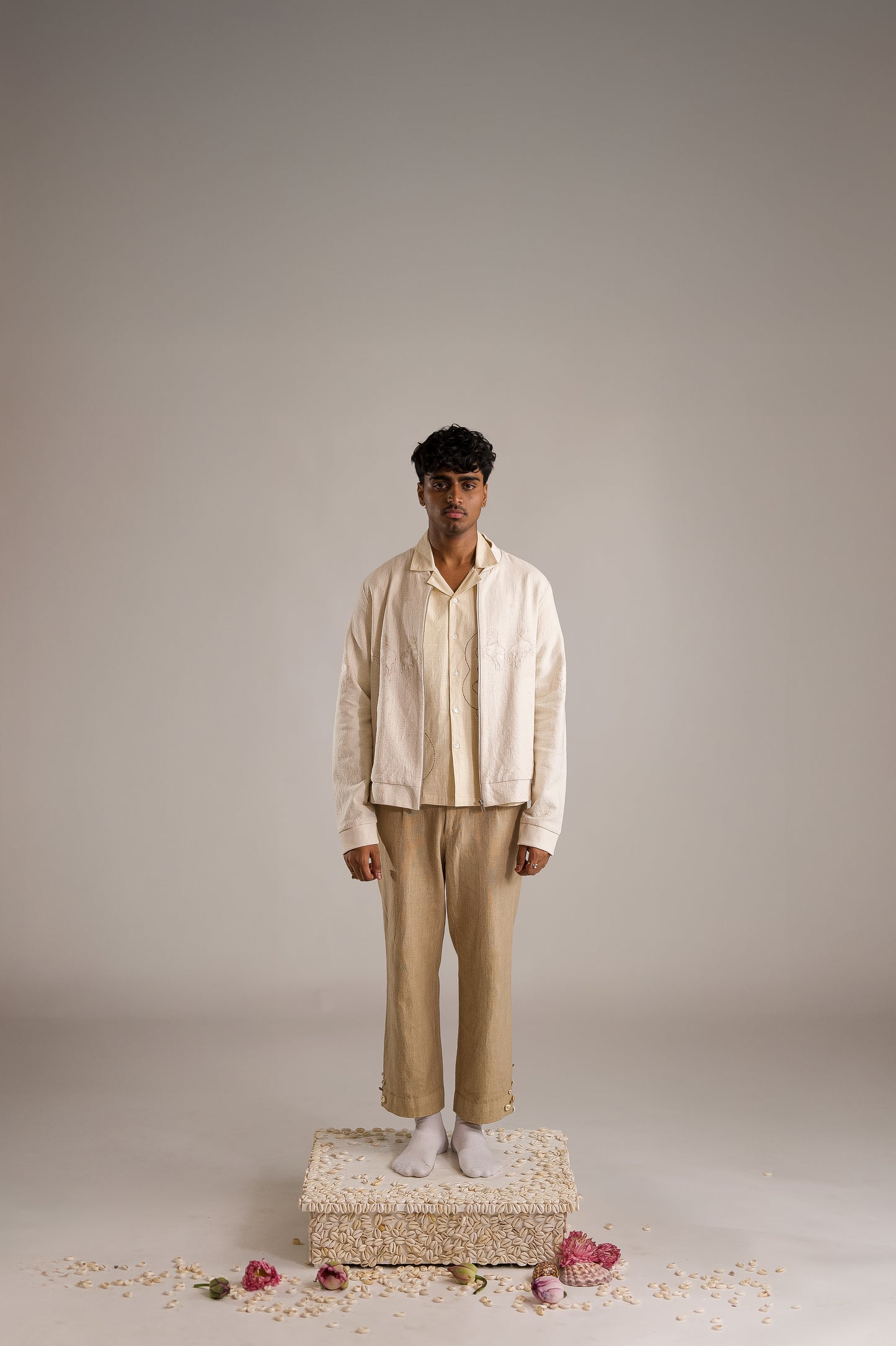 Kaamdhenu Embroidered Bomber - OW