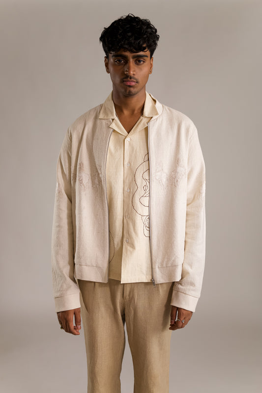 Kaamdhenu Embroidered Bomber - OW