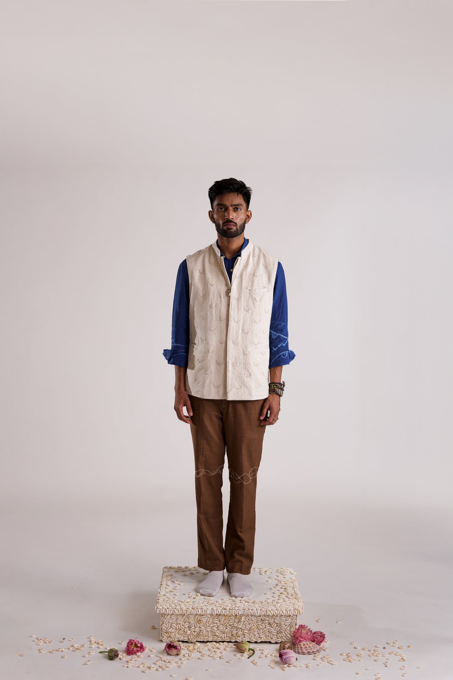 Chandra Embroidered Nehru Jacket - OW